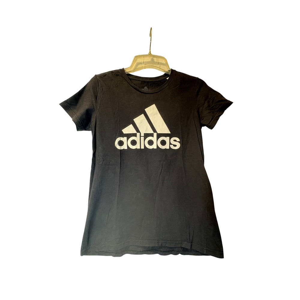 Adidas Amplified Tee Womens Medium Black White Graphic Logo Short Sleeve T-Shirt - Picture 3 of 4